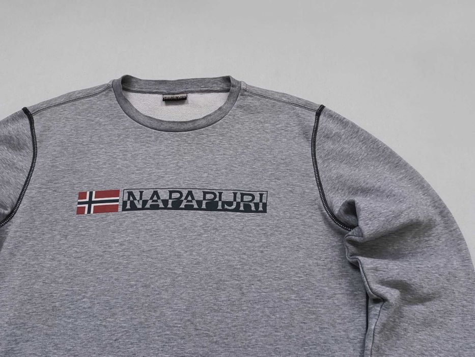 Napapijri Men's Crew Sweatshirt Big Logo Long Sleeve - Grey Heather