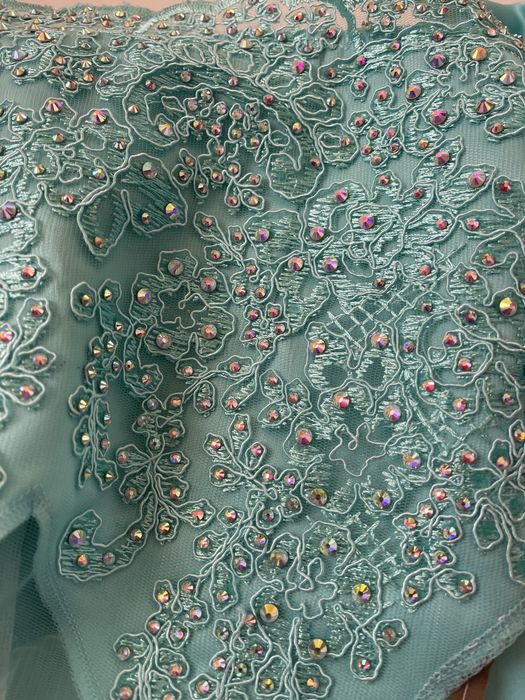 Танцевальный костюм для девочки платье контемп бирюза 110-135 снежинка