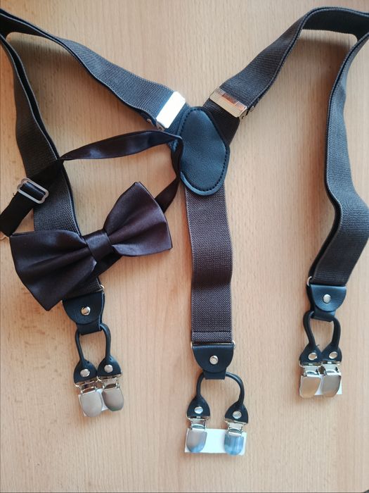 Męskie szelki klasyczne w stylu vintage z muszką