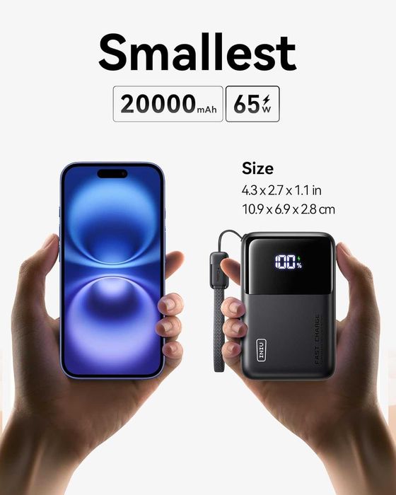 INIU Power Bank 20000mAh 65W – ультракомпактний, швидка зарядка, новий