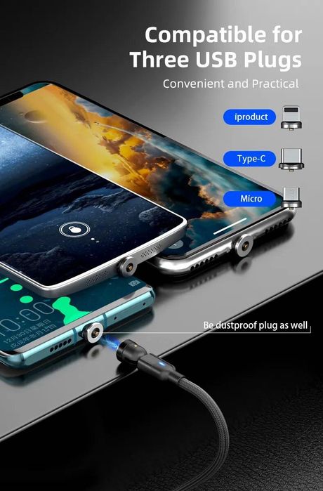 3 м 3в1 Кабель USB Type C Micro USB Lightning iOS