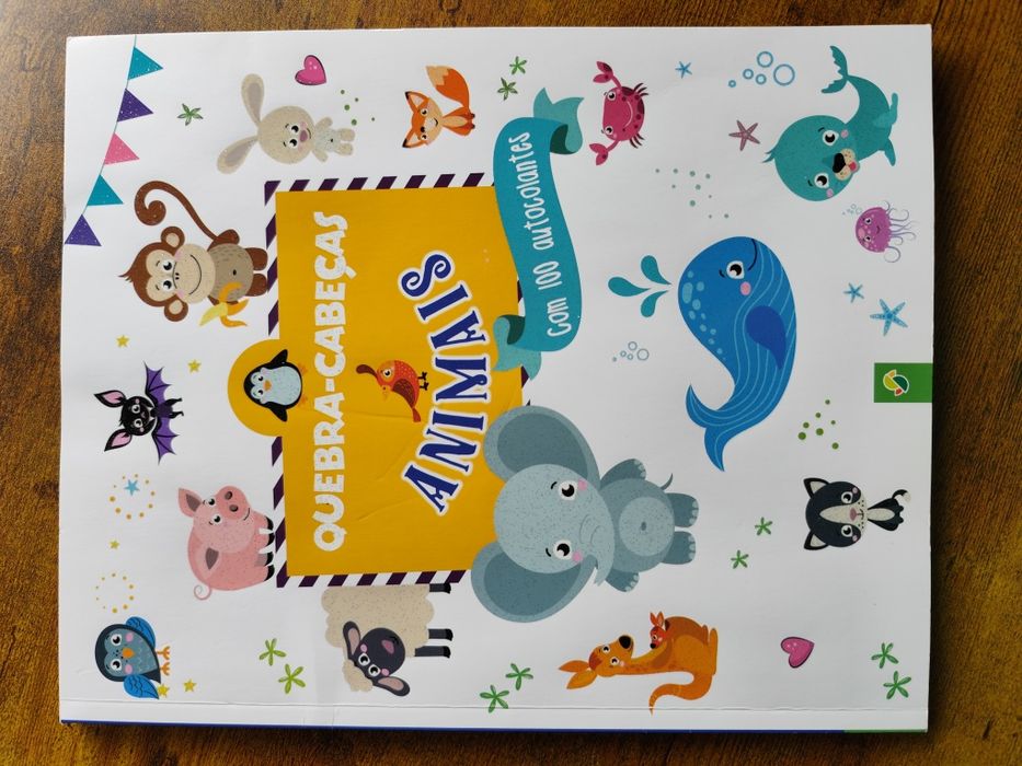 Livro de atividades novo "Quebra-cabeças: Animais" com autocolantes
