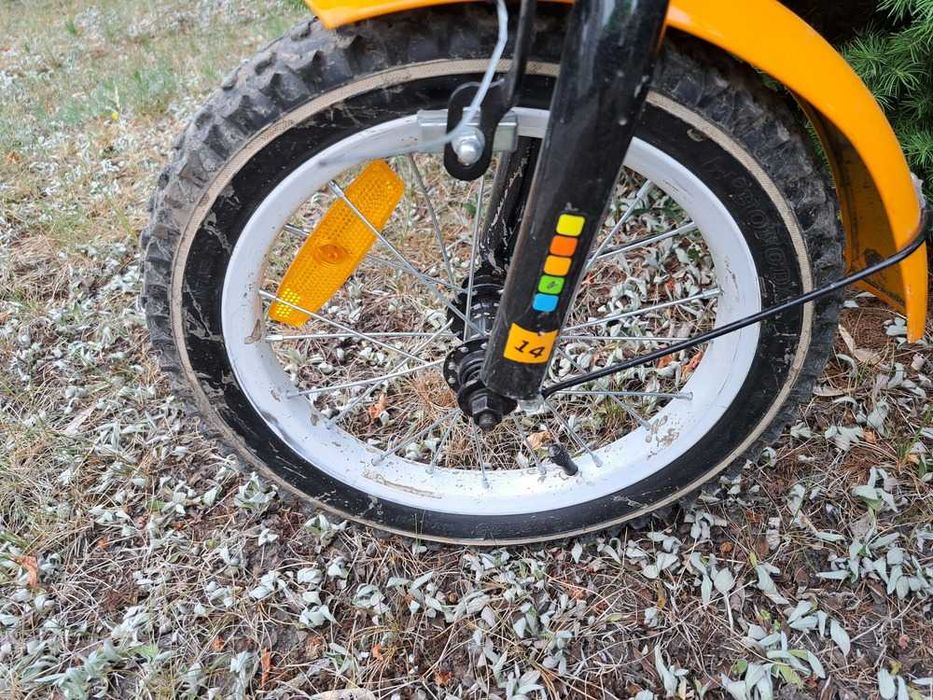 Rowerek dla dzieci TOMABIKE Platinum 14 cali bagażnik kosz bagażnik dzwonek V-BREAK złoty 14"