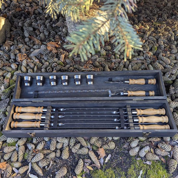 Набір шампурів у кейсі “Ситий лицар” на подарунок | Набор шампуров