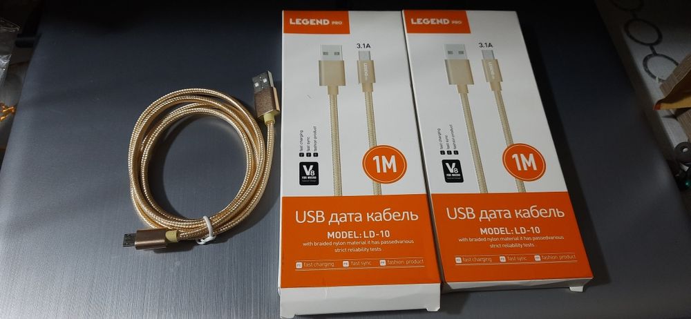 Charging usb data cable  micro USB connector 1м