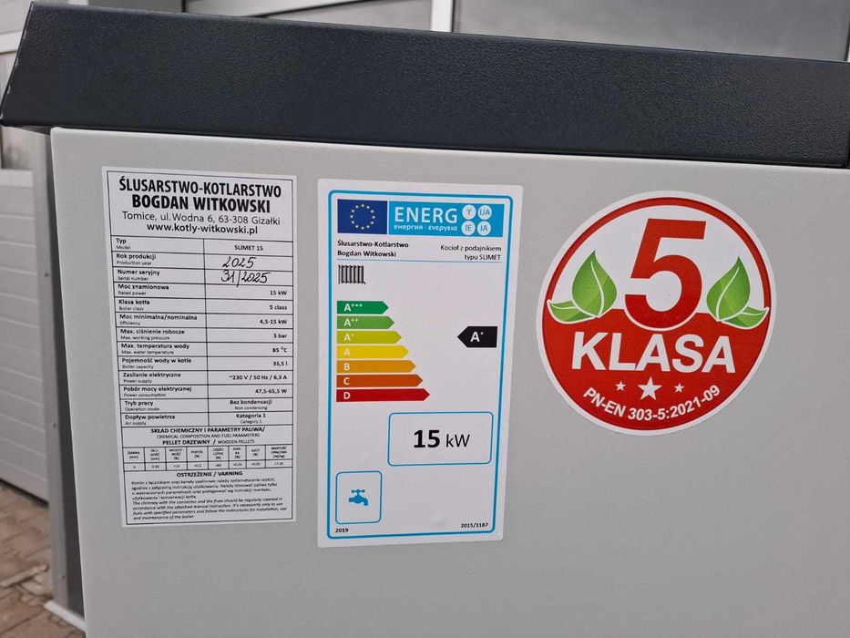 Kocioł na pellet Slimet 15 kW górny zasobnik Zum Smart Fire Kipi piec
