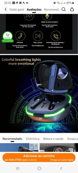 Fone de  Ouvido Intra-auricular TWS Sem Fio True

Ouvido Intra-a