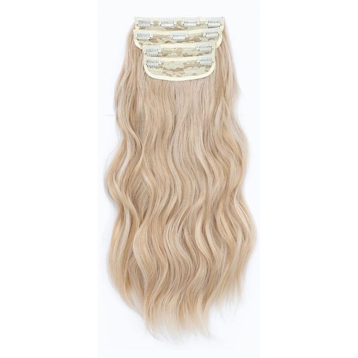 Ms Taj włosy doczepiane clip-in 50cm blond kręcone syntetyczne 4 szt