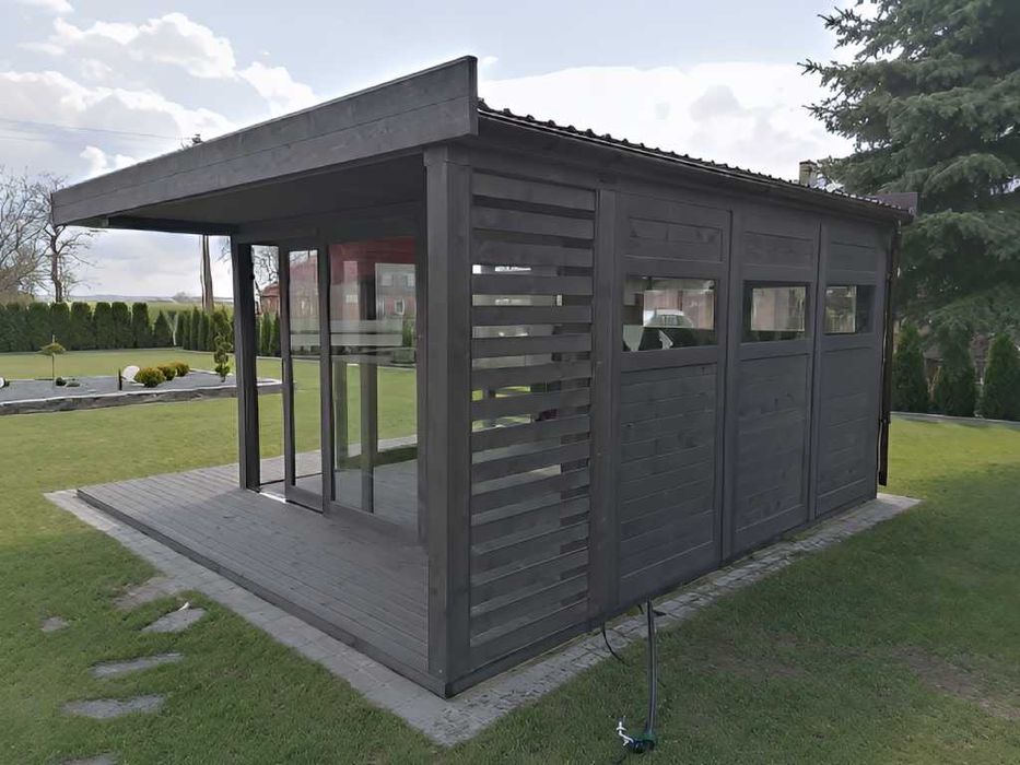 Altana 29 Szklana 4x5m z Dachem z Blachy, Podłogą i Rynnami PRODUCENT