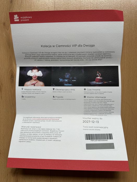 Kolacja w ciemności VIP dla dwojga