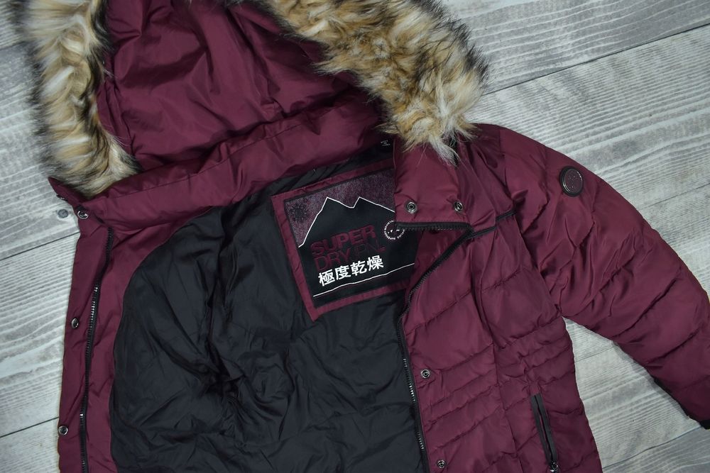 Superdry Glacier Bordowa Ocieplana Kurtka Damska Parka L