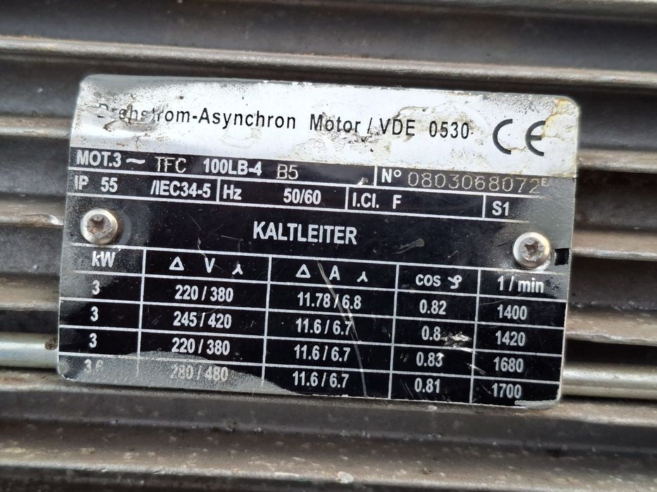 Silnik elektryczny kołnierzowy 3kw. 1400obr. z hamulcem.