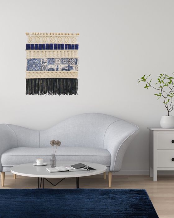 Painel Azulejo em macram