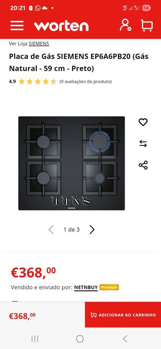 Placa fogão a gás Siemens