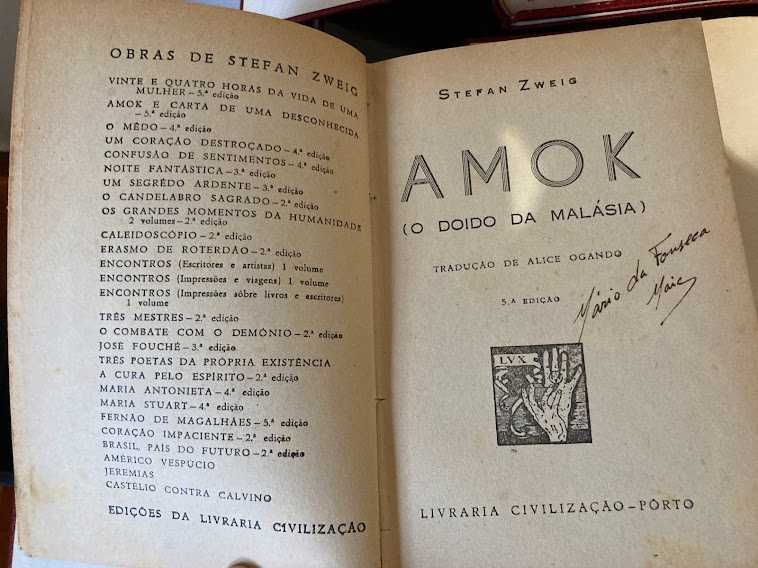 Livros antigos de Stefan Zweig, encadernados