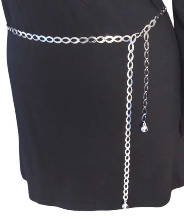 Metalowy srebrny pasek damski