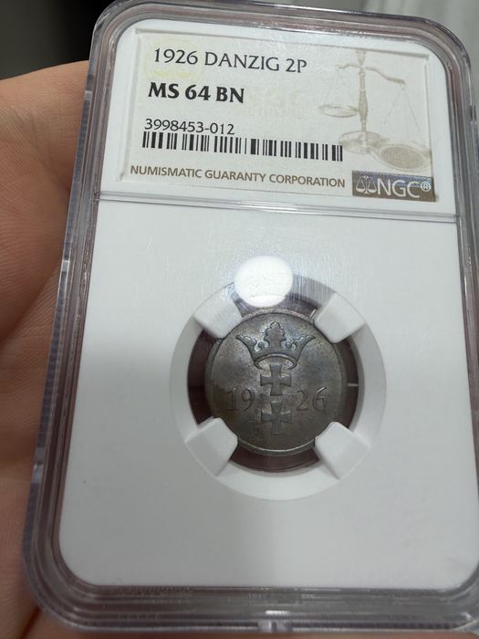 2 fenigi 1926 ms 64 bn NGC Wolne Miasto Gdańsk WMG