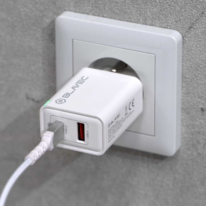 Ładowarka Sieciowa 45W Mocna Szybka Kostka 2 wyjścia USB + USB-C typ C