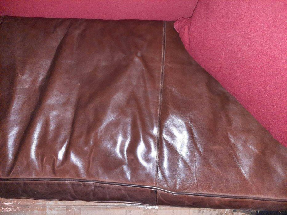 Диван шкіра і тканина / кожа, ткань / Ralph Lauren червоний велюр