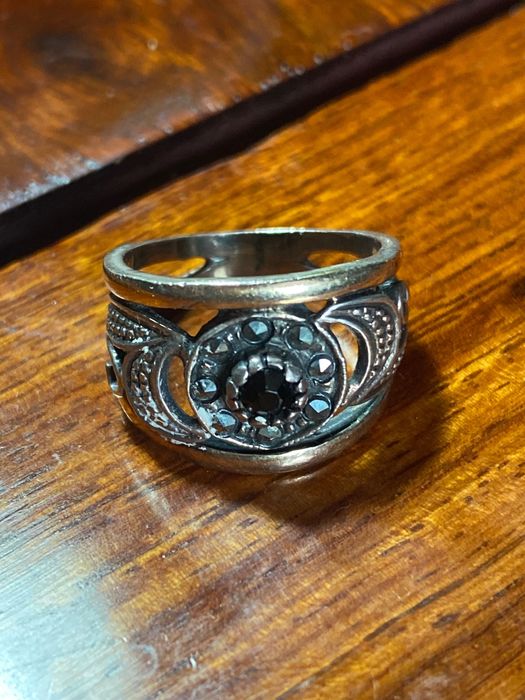 Anel Prata e Ouro Contrastado Antigo Tam. 13