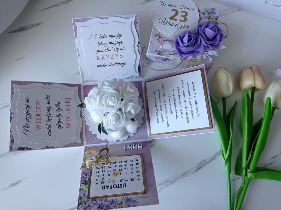 Exploding box kartka 3d urodziny chrzest