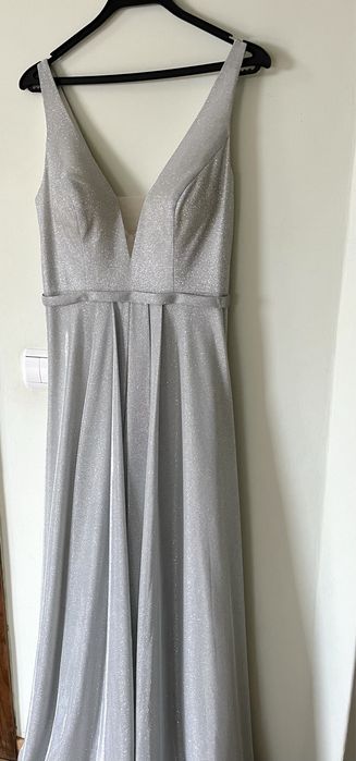 Vestido de cerimónia longo prateado