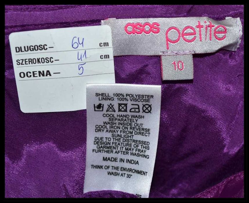 ASOS fioletowa sukienka falbany 38