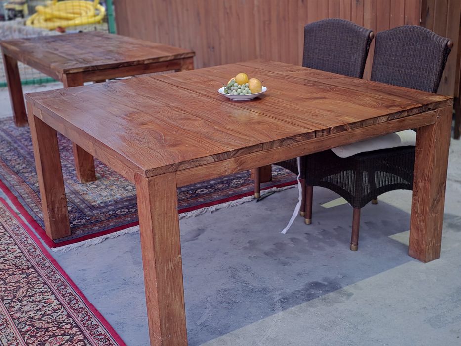 Kolonialny stół kwadratowy 140 cm tekowy #1675 Stylowy Węgrów