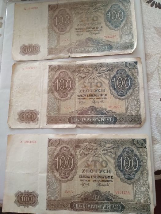 Stare banknoty z 1941 roku w dobrym stanie