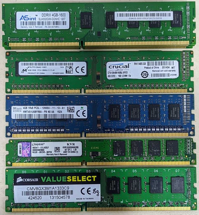 Оперативна пам'ять DDR3 та DDR4 об'ємом 1, 2, 4, 8Gb