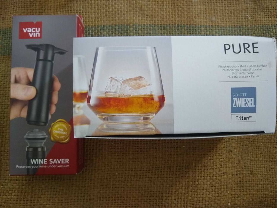 Copos água/Wisky + Sistema de preservação de vinho vácuo Vacu vin NOVO