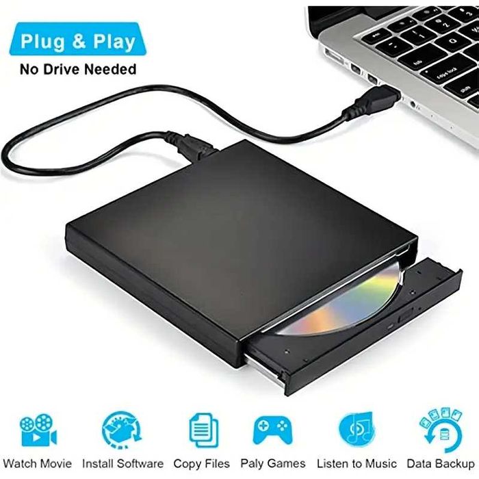 NOVO- Reproduçao Unidade CD/DVD Externa Compacta USB 2.0 | Plug & Play