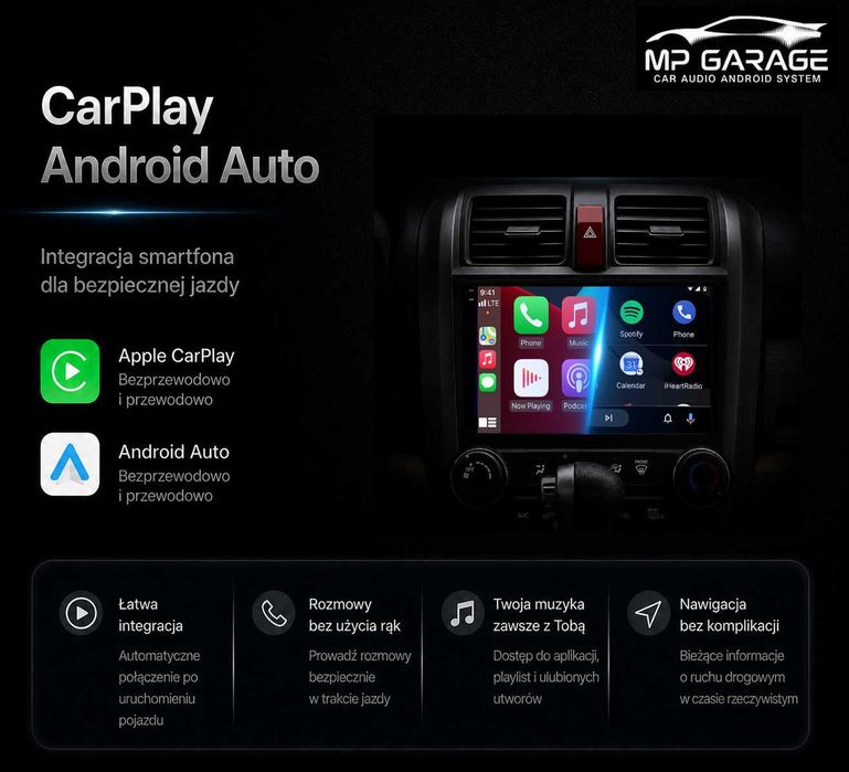 Radio Nawigacja Android_14 Honda CRV 4G LTE CarPlay/AndroidAuto Qled Montaż