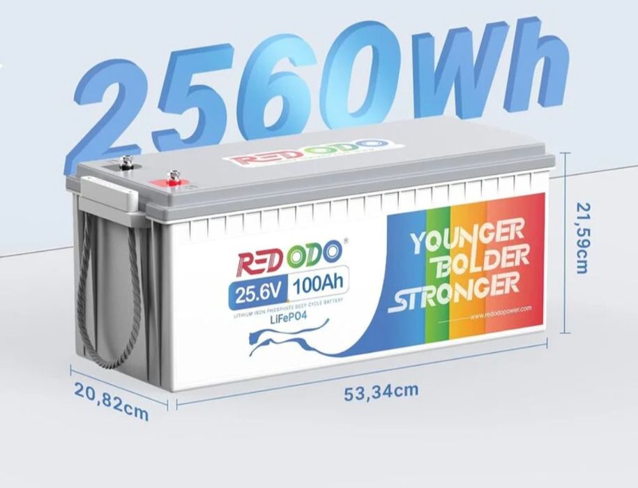 В наявності. Акумулятор Redodo 25.6V 100Ah 2560Wh 24 V

Якісний безпе