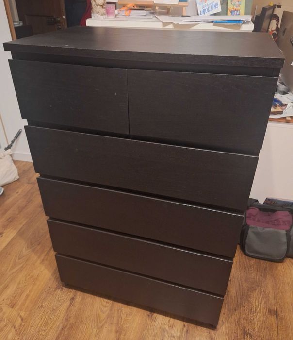 Komoda Malm czarna Ikea 6 szuflad, stan bardzo dobry