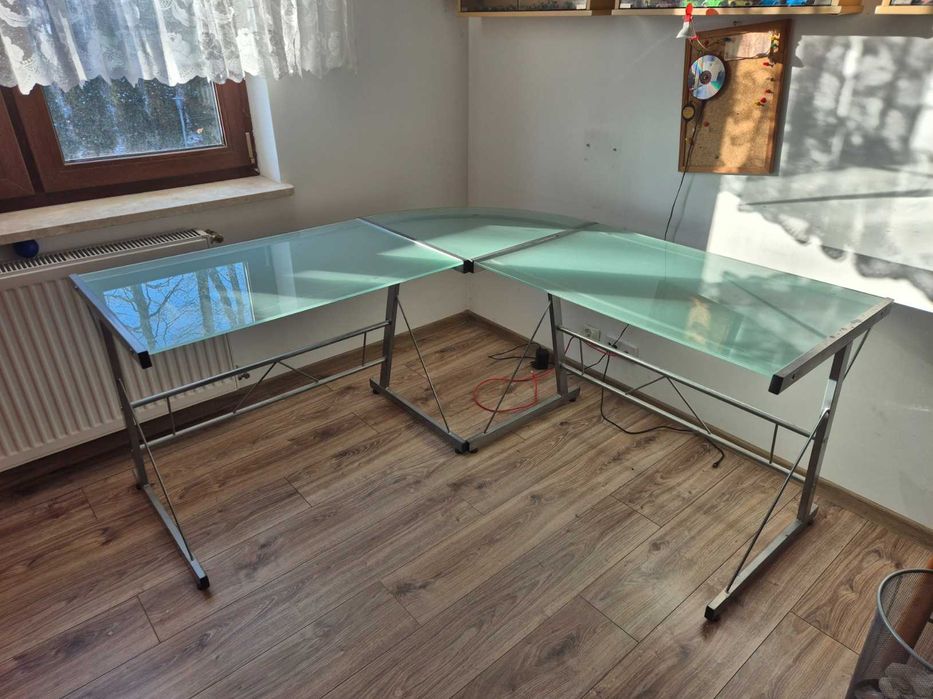 Biurko szklane narożne 154x154