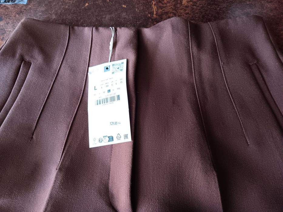 Spodnie Zara nowe, brąz z wysokim stanem, roz. 40