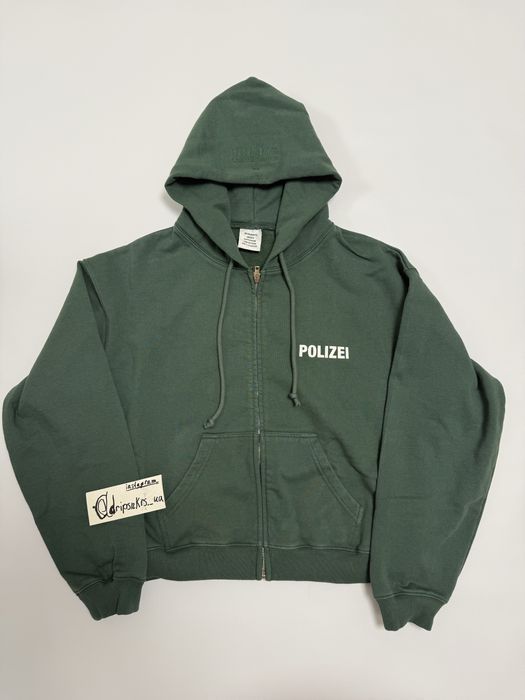 зип худи Vetements Polizei green cropped zip up