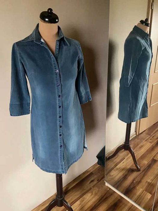 Sukienka jeans dzins prostota basic trapez labella s m 36 38