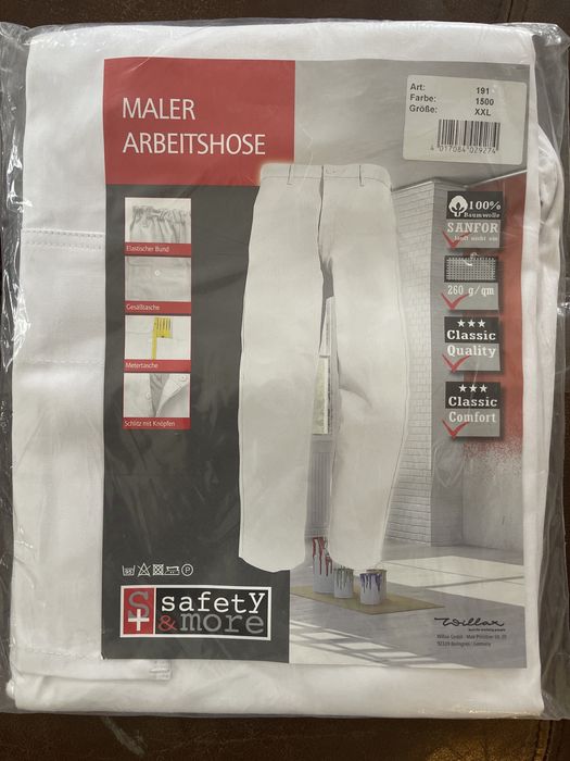 Nowe wielkie XXL robocze spodnie biale niemiecka produkcja