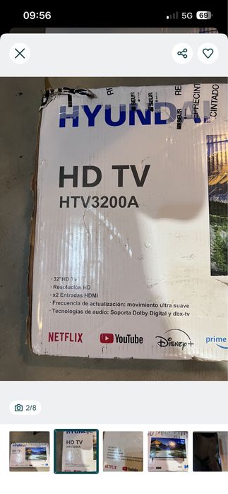 TV Hyundai HTV3200A 32" (Avariada/Peças) + Comando