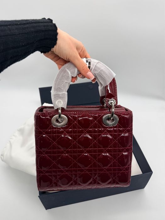 Сумка Dior Lady Bordo Patent Cannage Silver Hardware