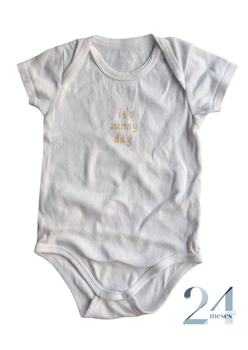Kiabi White Bodysuit with Yellow Letters, 24 Months