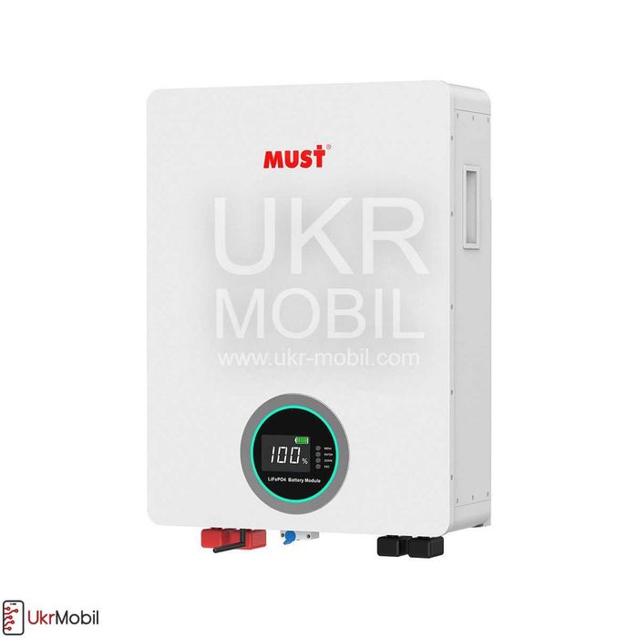 Акумулятор LiFePO MUST LP16-24100 25.6 V 100 Ah 2.56 kWh настінний, Wi-Fi + Гібридний інвертор, резервне живленняя  3,2 кв