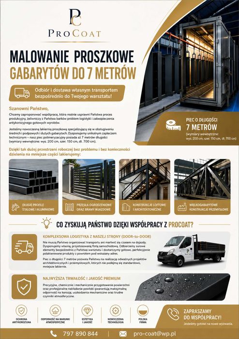 Lakiernia Proszkowa  Piec-7m    ProCoat