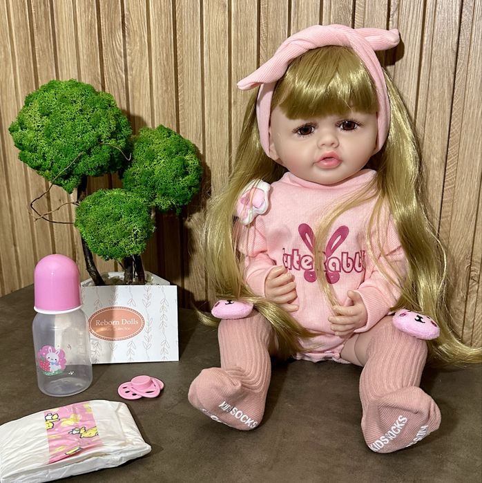 Лялька реборн функціональна, висота 52 см, два види (звуки, волосся)
