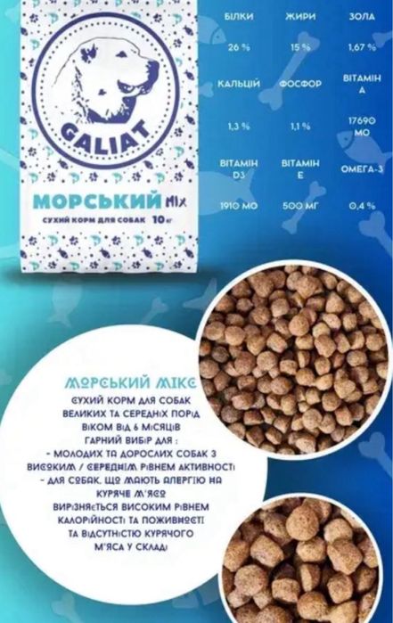 ТМ Галіат сухий корм для собак, в асортименті