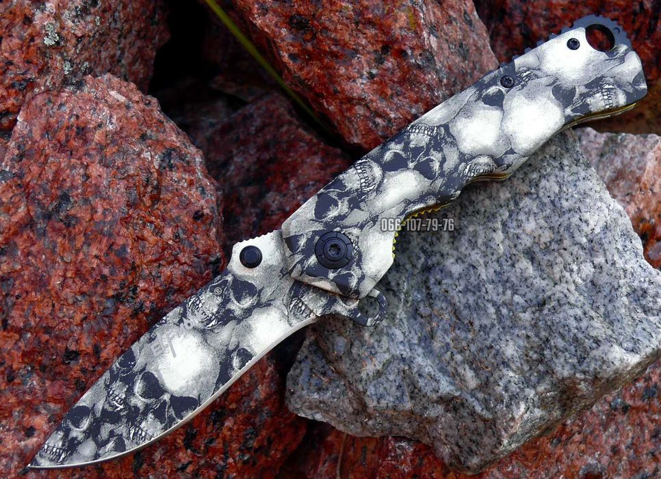 Нож складной, раскладной "Elfmoney Череп" тактический,армейский.