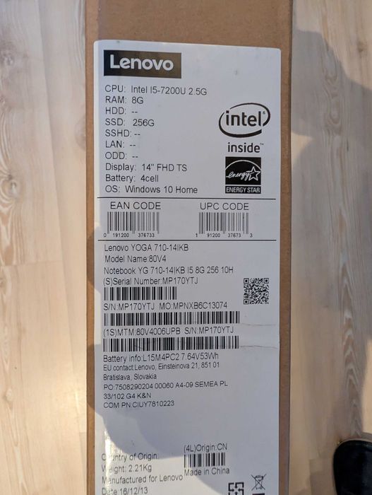Lenovo Yoga 710-14IKB 2-w-1|80VR|Ekran dotykowy