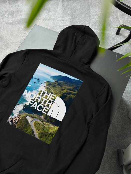 Черное Худи THE NORTH FACE Forest — TNF Лест Большой Принт — Толстовка ТНФ